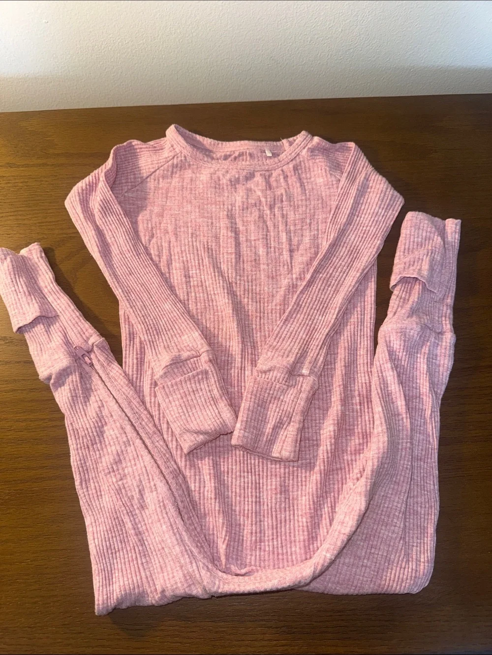 Little Sleepies Ribbed Pink Crescent Zippy 12-18M